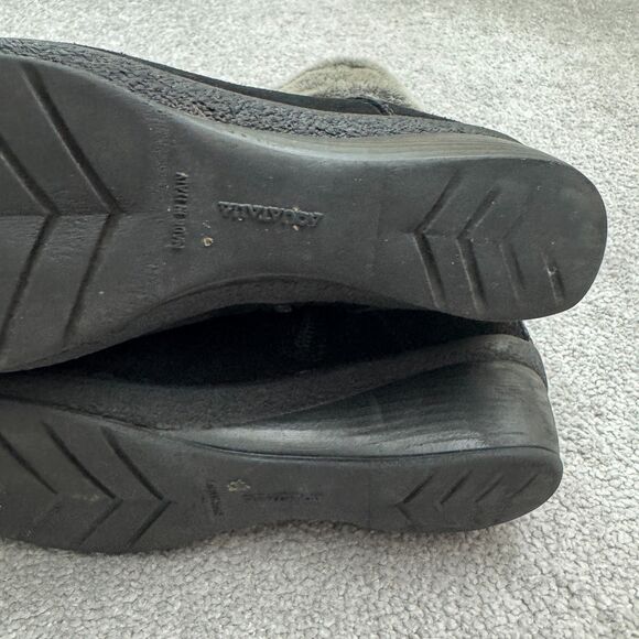 Aquatalia Suede Faux Fur Wedge Winte Boots Womens 8 Black Lace Up Side Zip Italy - Picture 9 of 16